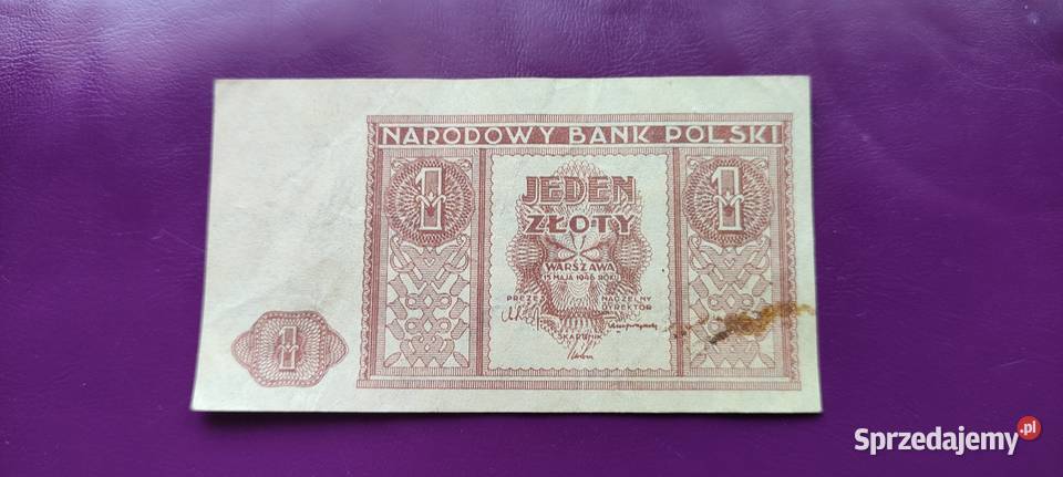 Banknot 1 złoty 1946 bez serii Rzadkość Okazja Pruszków