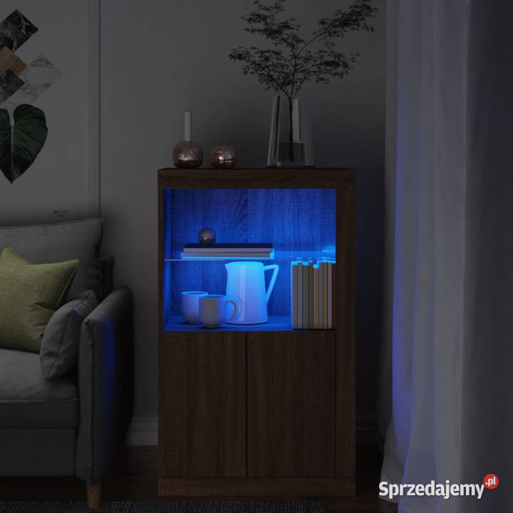 Szafka boczna z LED kolor brązowy dąb materiał mazowieckie Warszawa