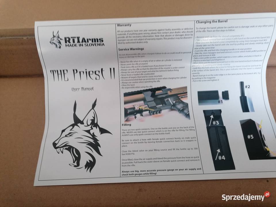 Wiatrówka PCP RTI PRIEST 2 55 sprzedam