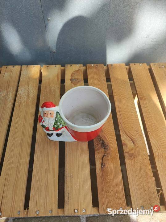 Ceramiczna doniczka z Mikołajem dekoracje Pozostałe Podkałek