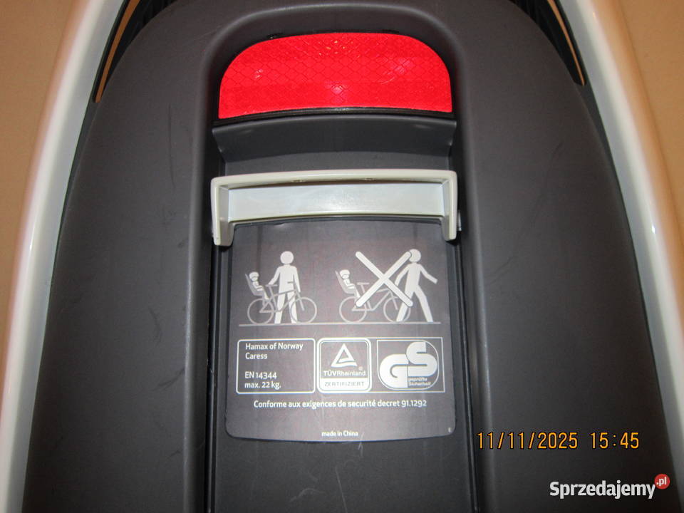 Fotelik rowerowy tylny Hamax Caress amortyzowany Warszawa sprzedam