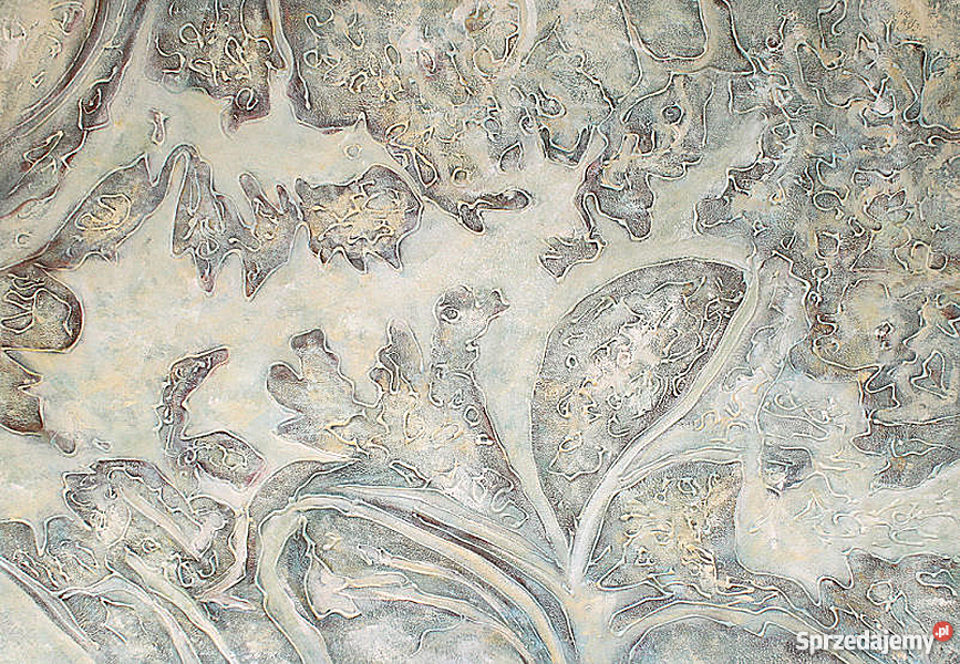 duża abstrakcja piękne kolory Beżowo zielonkawy Warszawa