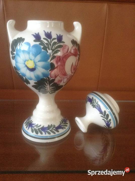 Wazon fajansowy z uchwytami i przykrywką Koło Opole