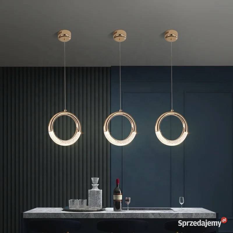 Żyrandol ROUND SINGLE Glamour Kryształowy Złoty