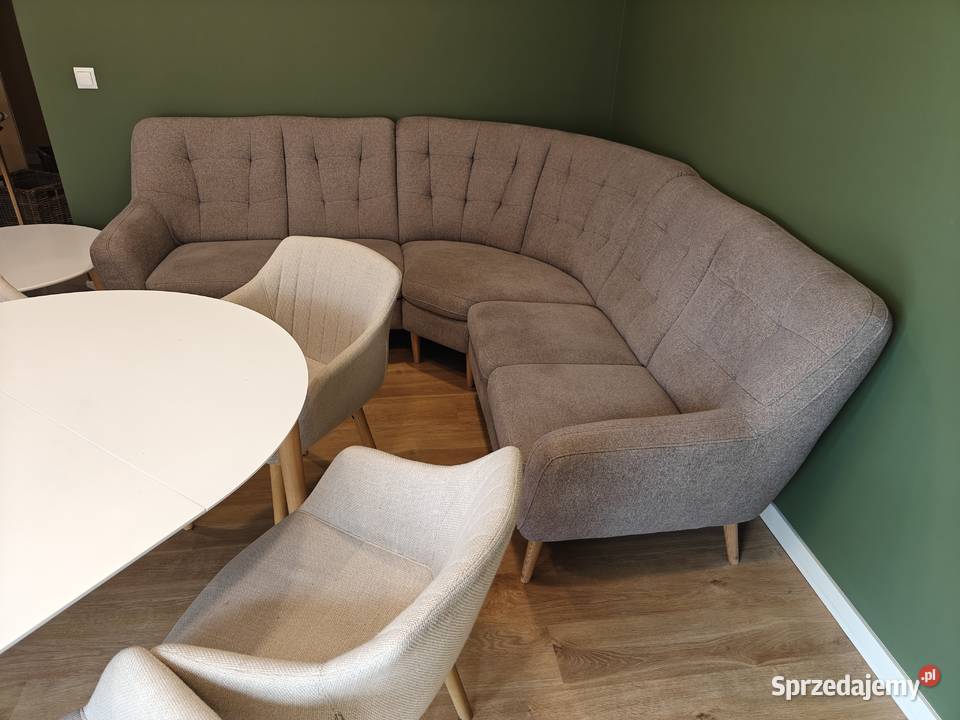 Komplet narożnik stolik stół 6 krzeseł Tychy