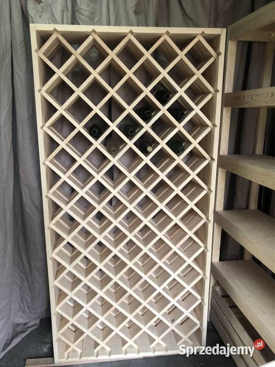 Regał stojak na wino duży lite drewno Chełmża
