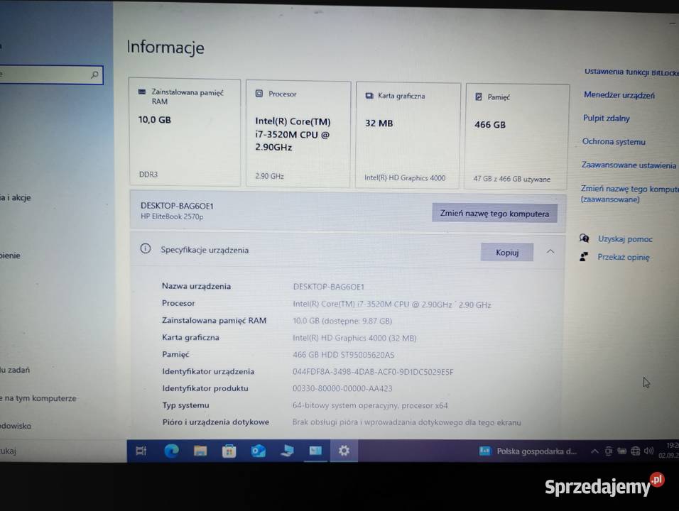Laptop HP EliteBook 2570p Liczba rdzeni 2 sprzedam