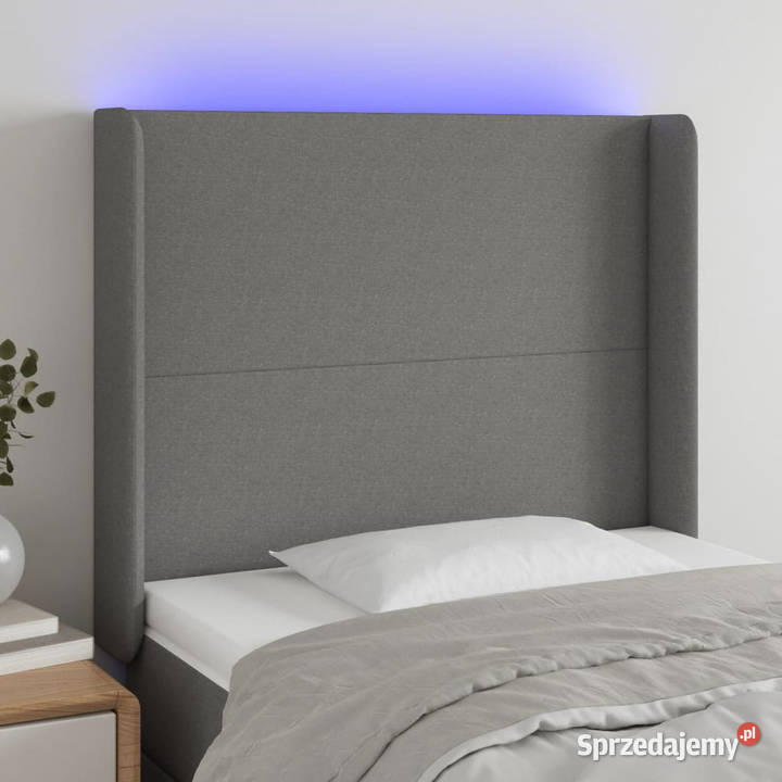 Zagłówek do łóżka z LED ciemnoszary 93x16x118128 mazowieckie Warszawa