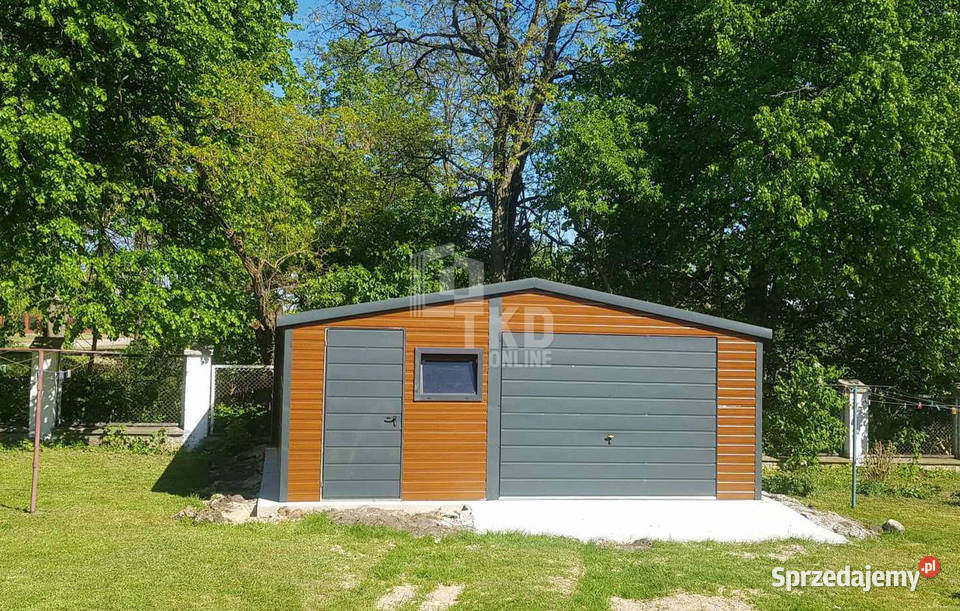 Garaż Blaszany 6x5 Brama uchylna jasny orzech 3x 30m2 Gniezno