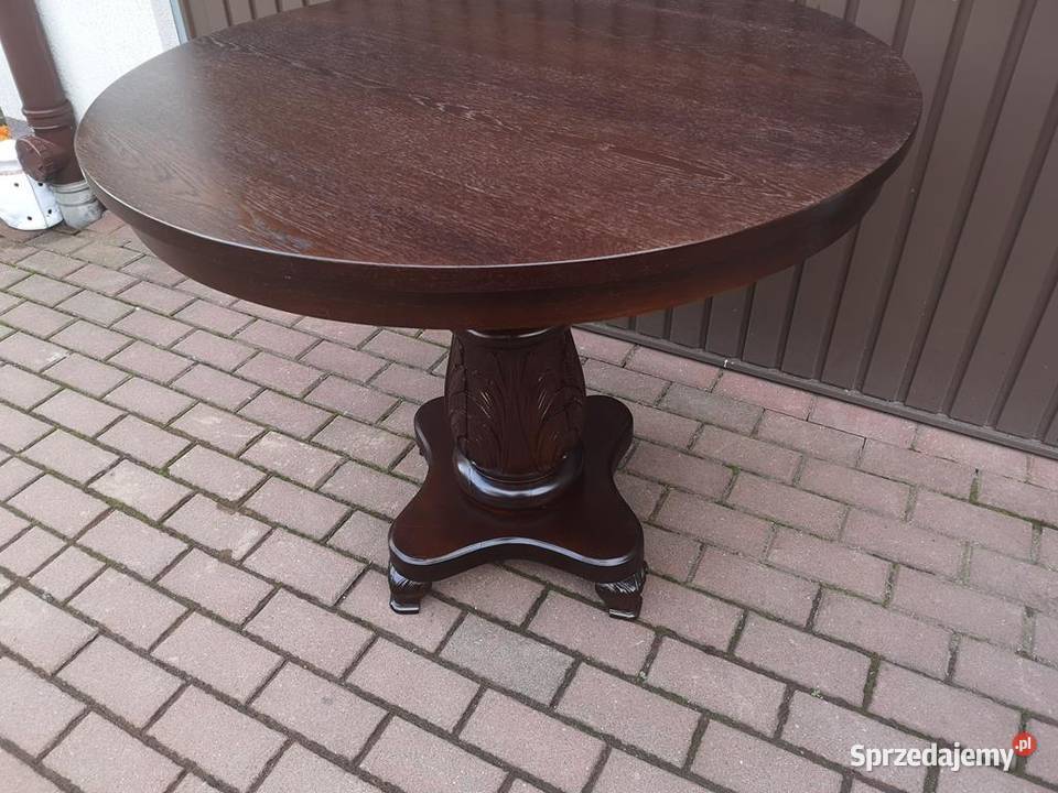 Stół Okrągły 95 Dębowy Stary Antyk Renowacji Swarzędz