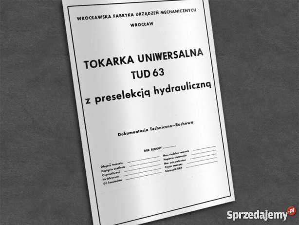 Tokarka TUD 63 dokumentacja DTR sprzedam