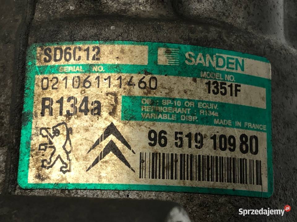 SPRĘŻARKA KLIMATYZACJI CITROEN C4 I 9651910980