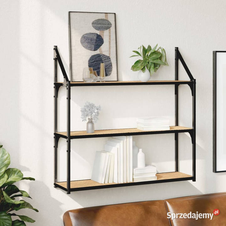 Regał ścienny z 3 półkami dąb sonoma 80x21x785 Półki sprzedam