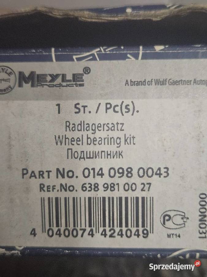 Łożysko koła MEYLE 0140980043 mercedes vito Pozostałe Żory