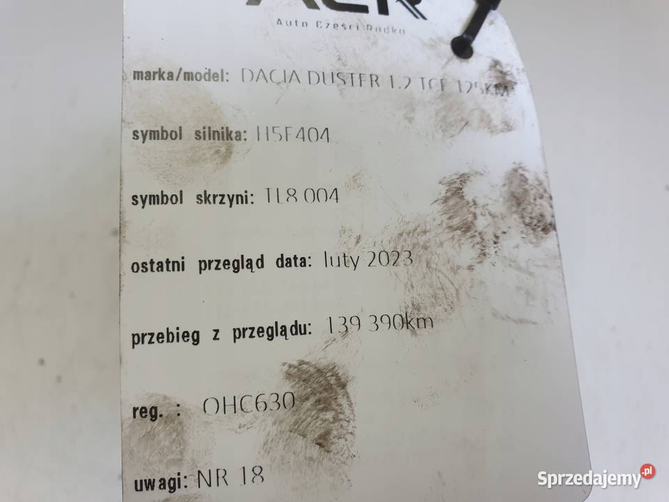Dacia Duster I 12 TCe ROZRUSZNIK M000TD0372ZE lubelskie Janów
