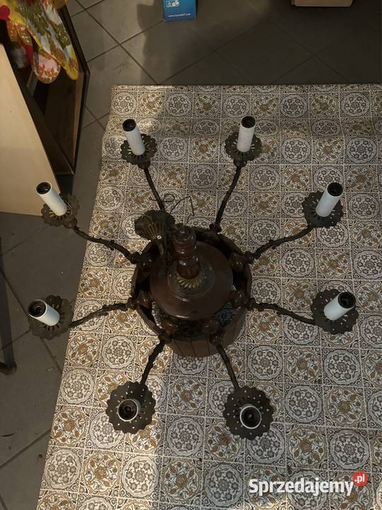 Żyrandol Mosiężnoporcelanowy 8 żarówek Warszawa sprzedam