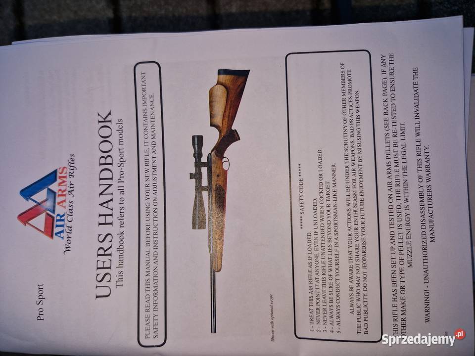 Wiatrówka Air Arms pro sport 45mm z lunetą hawke podkarpackie Ustrzyki Dolne