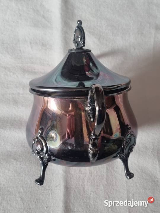 Zgrabna platerowana srebrem cukiernica na 4 Warszawa sprzedam