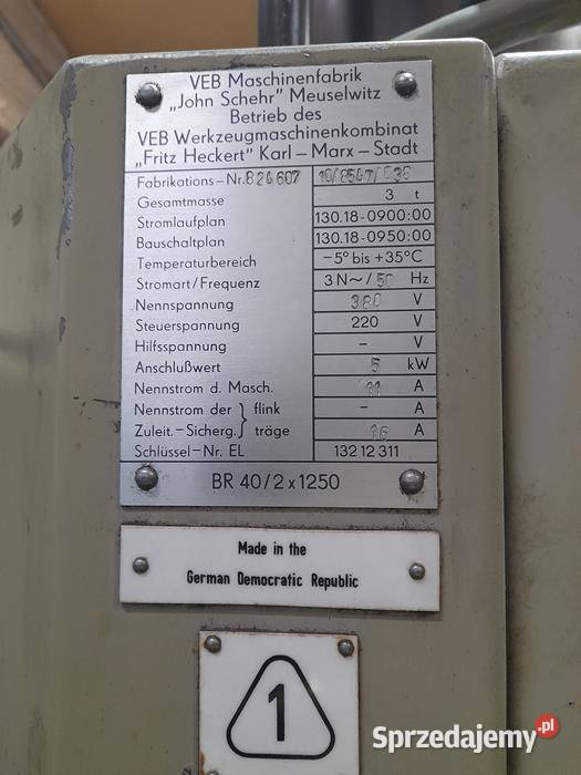 Wiertarka promieniowa WMW BR 402 x 1250 1950000 Krobia