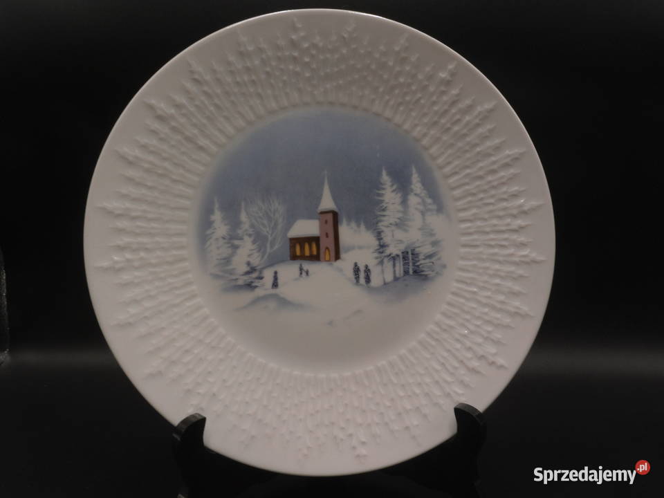 Porcelanowy talerz obraz zima Święta Raszków