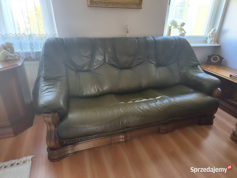 Komplet skórzany Dąb rustykalny z funkcją spania Bydgoszcz