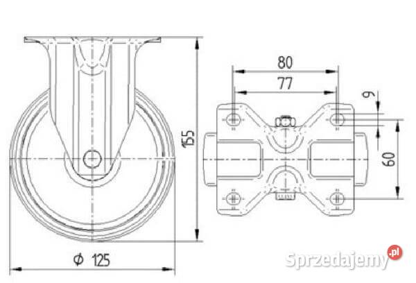 Kółko poliamidowe 125 mm 3478UOJ125P62 Do maszyn uprawowych Kamionna