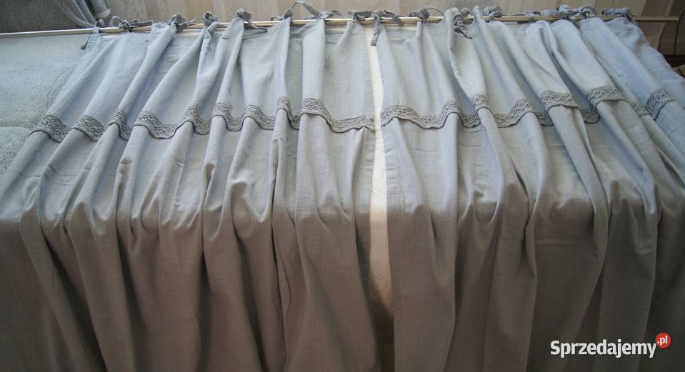 Firany zasłony SHABBY Chic szare PIĘKNE Dobroszyce