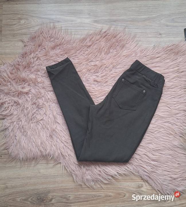 Świetne materiałowe spodnie oliwkowe khaki rurki małopolskie Kraków sprzedam