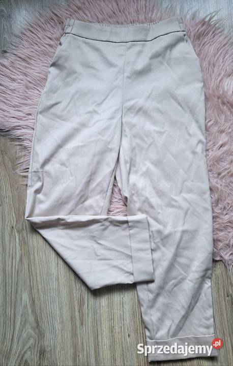 Spodnie materiałowe beżowe Reserved szerokie Kraków