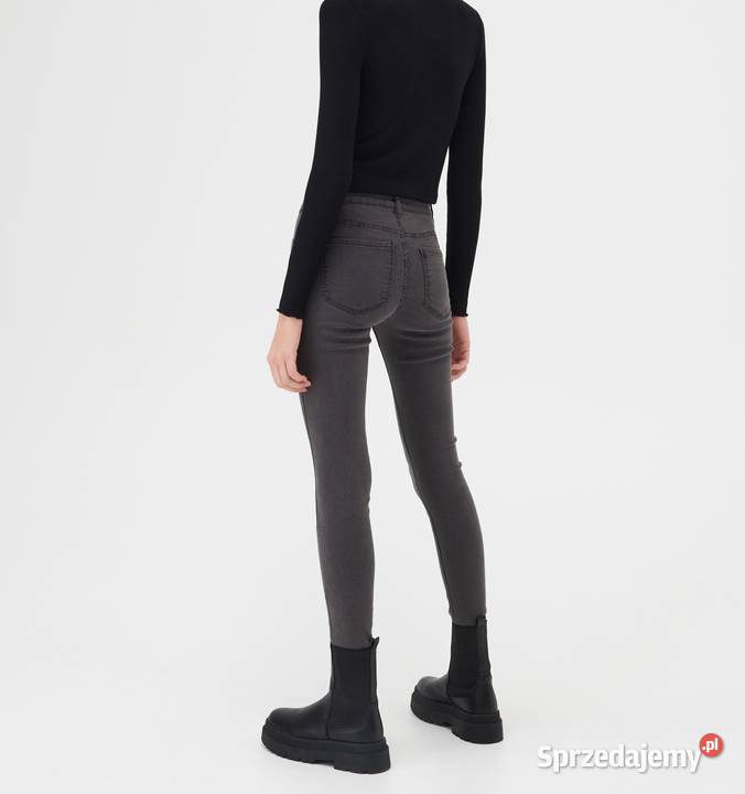 sinsay 0593B85J Jeansy skinny mid waist szary/srebrny lubelskie Zamość