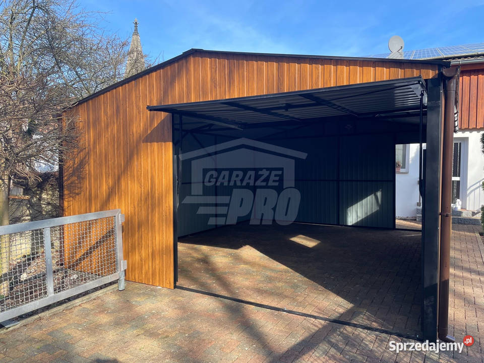 Garaż blaszany 55x6 2x Brama drzwi 2x okno rynny Nowy Tomyśl