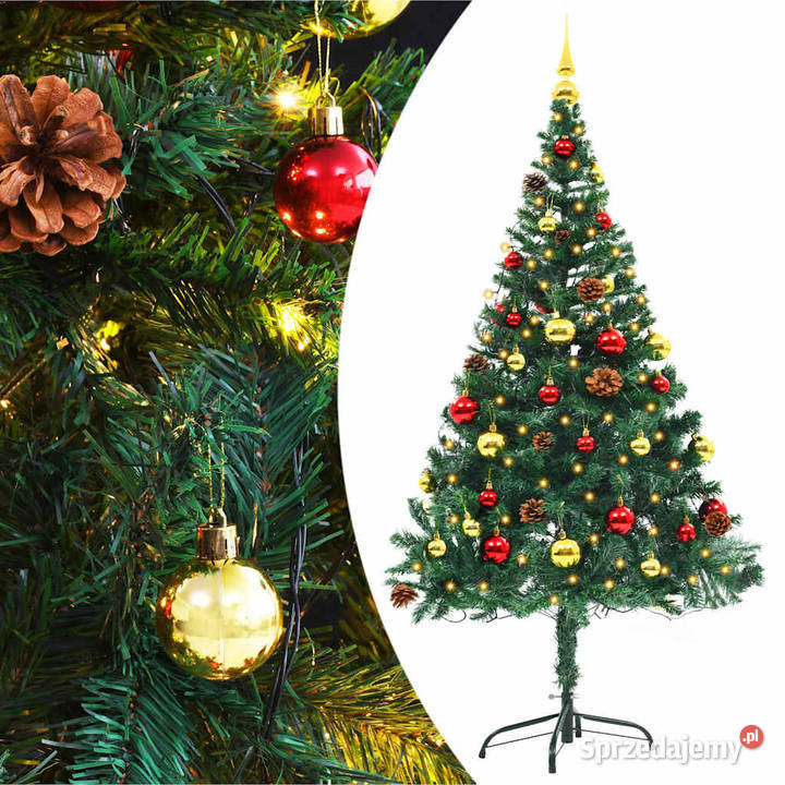 vidaXL Sztuczna choinka z bombkami i lampkami sprzedam