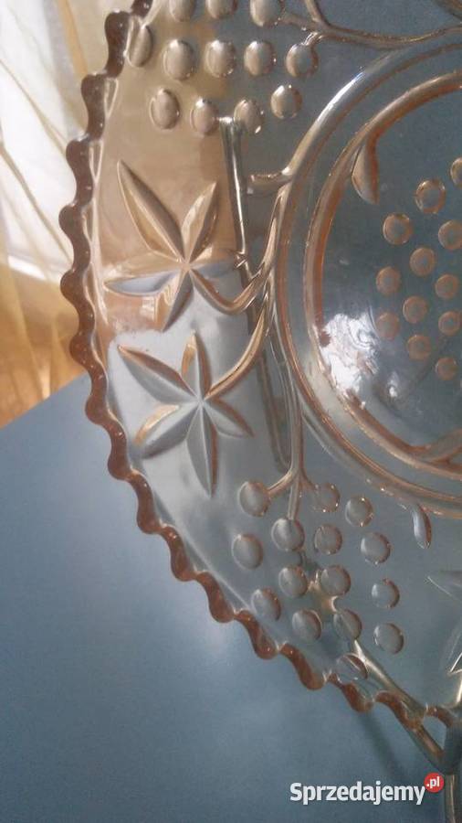 Przedwojenna patera na ciasto Hortensja wzór Łódź