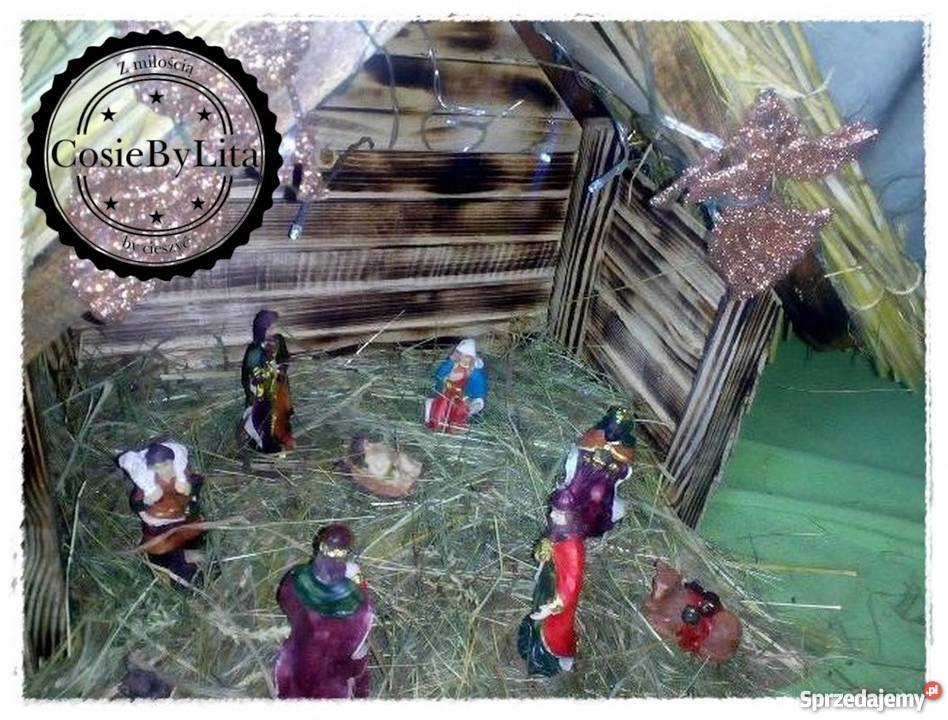 Szopka bożonarodzeniowa z figurkami Rękodzieło Dekoracje i ozdoby Krajno-Parcele