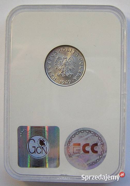 Polska 5 gr 1949 r bz Stan I UNC MS 65 w slabie Rydzyna