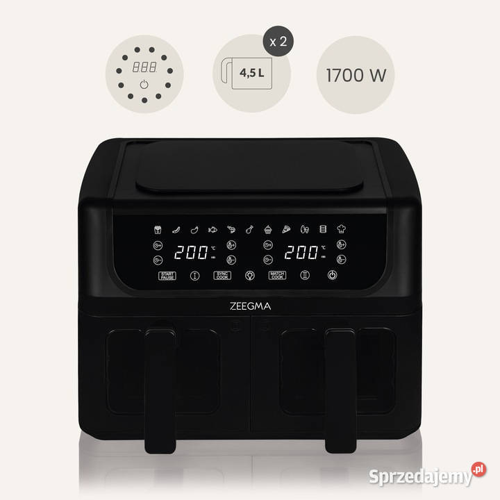 FRYTKOWNICA BEZOLEJOWA 2x 45L AIR FRYER 1700W Baranowo