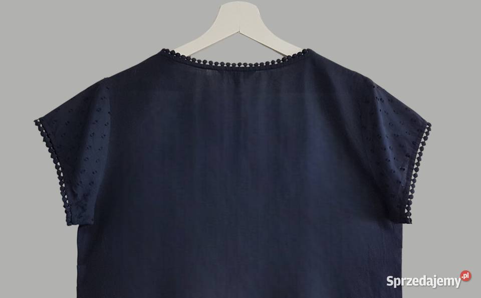 Damska bluzka granatowa bawełniana z krótkim Chrzanów