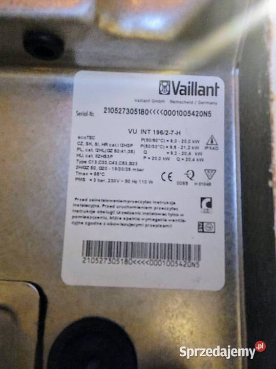 Piec gazowy CO Vaillant ecoTEC2 Kotły i Piece CO Kęty