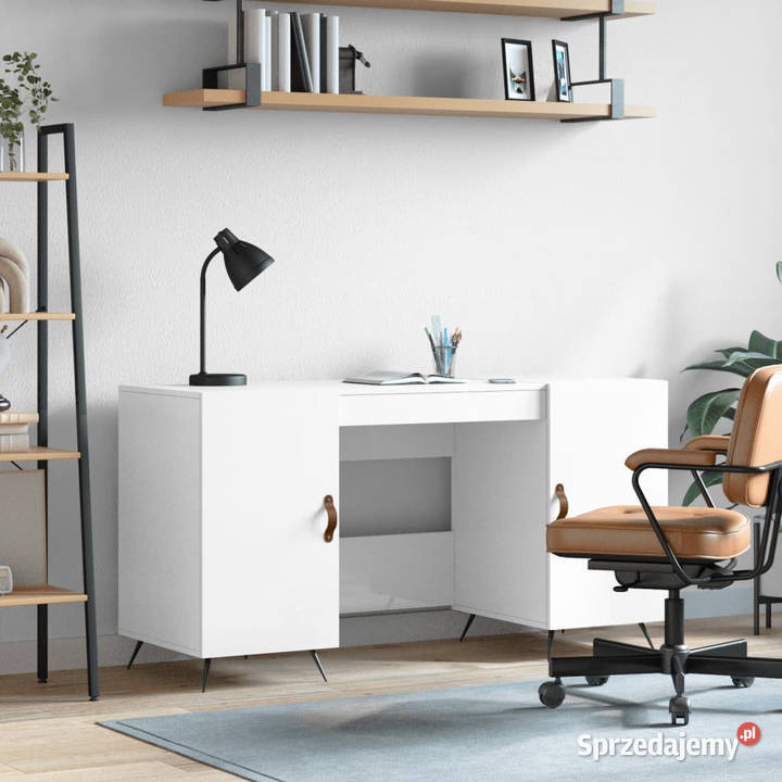 Biurko białe z połyskiem 140x50x75 materiał Warszawa