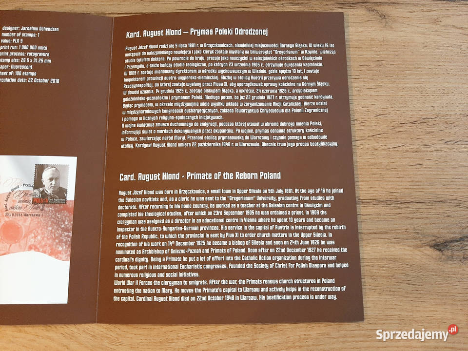 Folder Kardynał August Hlond Prymas Polski Warszawa