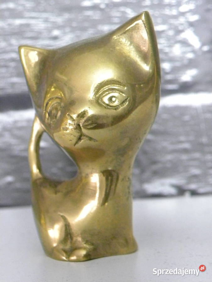 Dwa mosiężne kotki mosiężne figurki koty z Legnica sprzedam