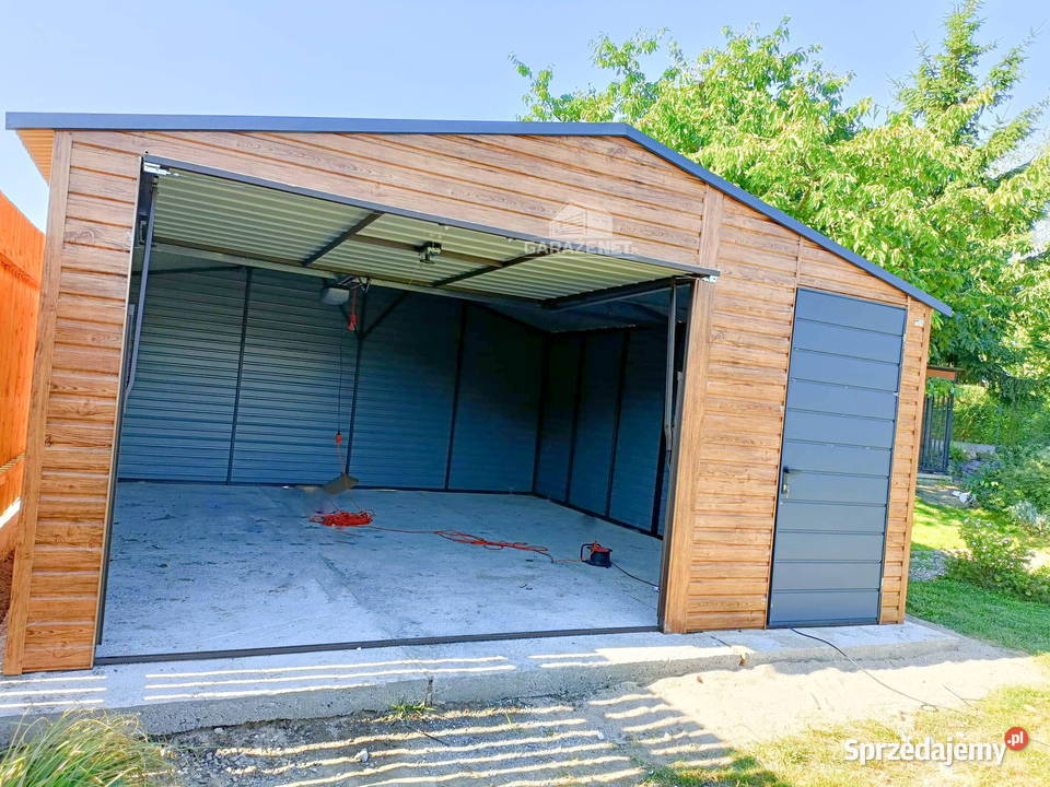GARAŻ BLASZANY 5m x 5m DWUSPAD BRAMA UCHYLNA