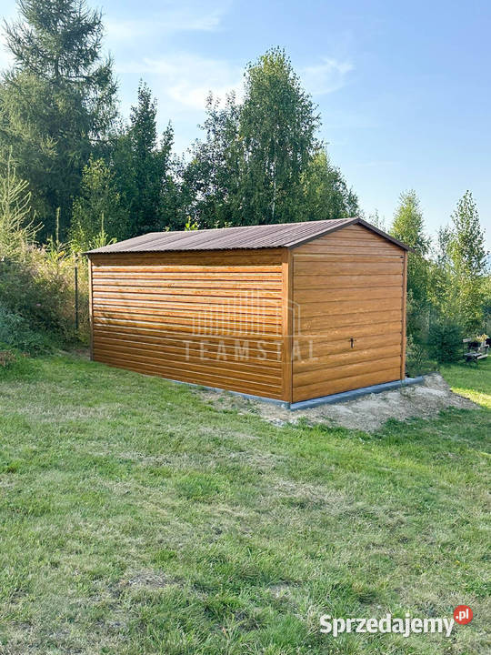 Garaż Blaszany 3x5m Brama Uchylna Jasny orzech 420zł/m2 Miastko