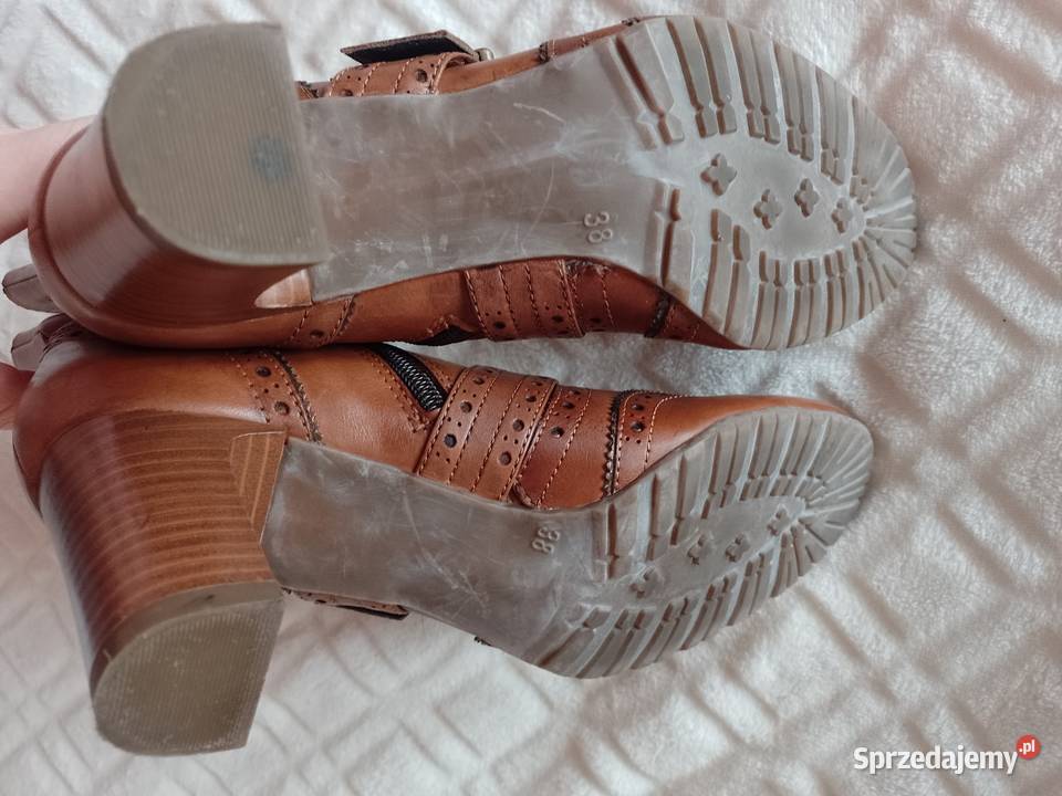38 Real Leather Skórzane Botki biznesowe z brązowy/beżowy Półbuty małopolskie Kraków