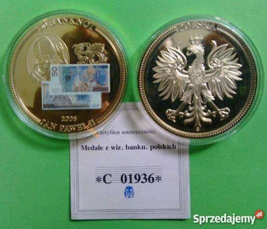 JAN PAWEŁ II ZŁOTO BANKNOT MONETA MEDAL ZESTAW Sosnowiec