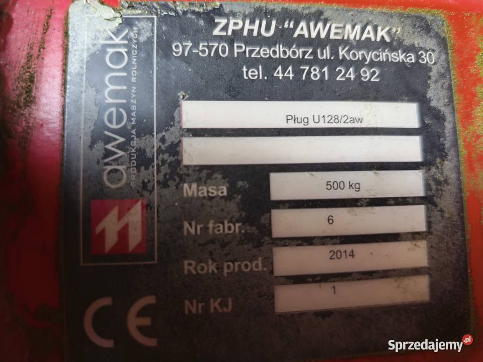 Pług 4 skibowy awemak nieuszkodzony Kluczewsko