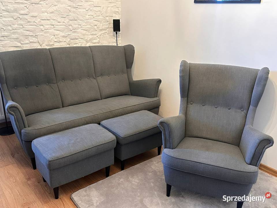 Komplet wypoczynkowy Uszak IKEA STRANDMON sofa Dom i Ogród Łąck