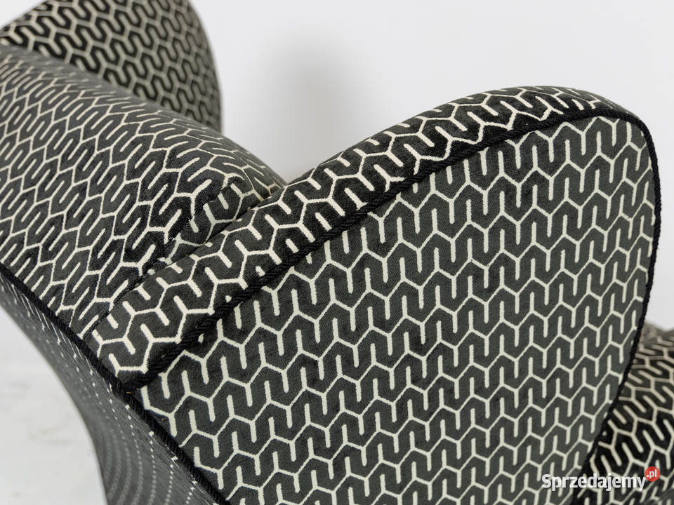 Klubowy fotel uszak z podnóżkiem lata 30 Polska Swarzędz