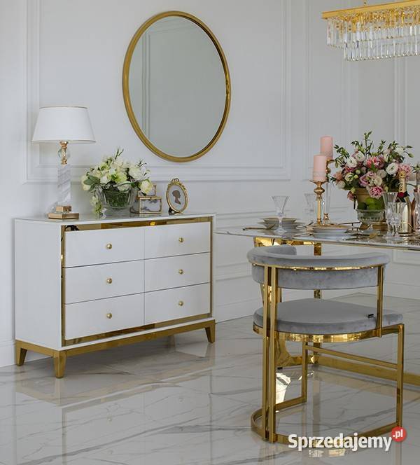 Komoda glamour biała złota nowoczesna na 80cm Warszawa