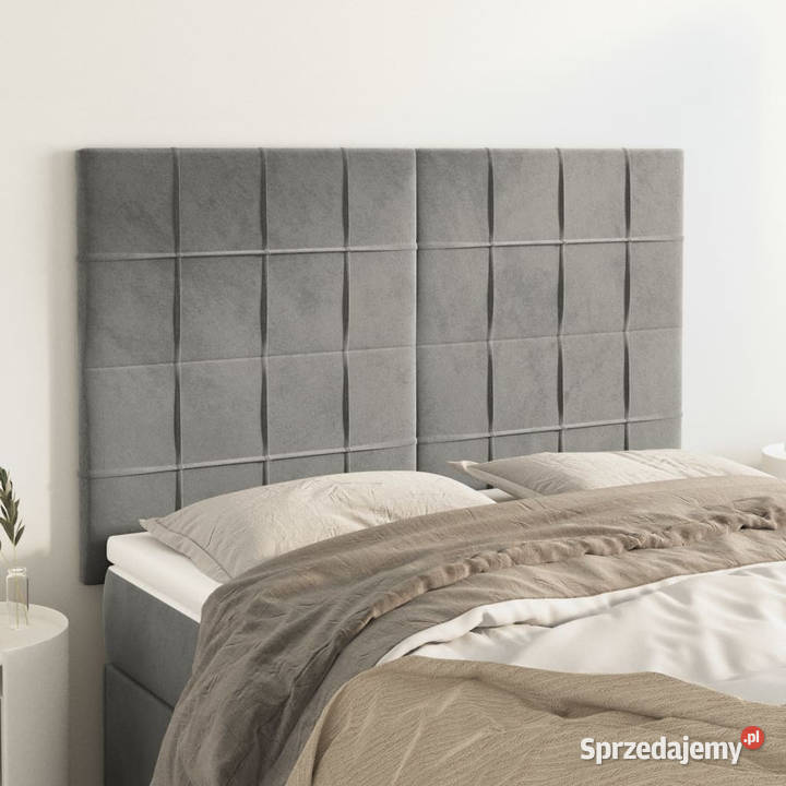 Zagłówki do łóżka 4 jasnoszare 72x5x7888 aksamit Warszawa